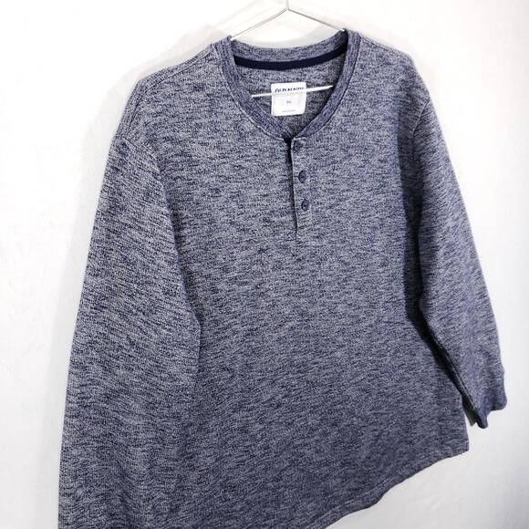 Old Navy Sweater Mens XXL Heather Blue Long Sleeve Henley Knit Crew Pullover Top - Picture 3 of 6